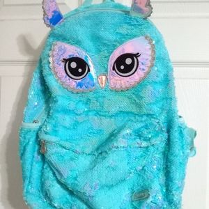 Justice owl sequin backpack aqua